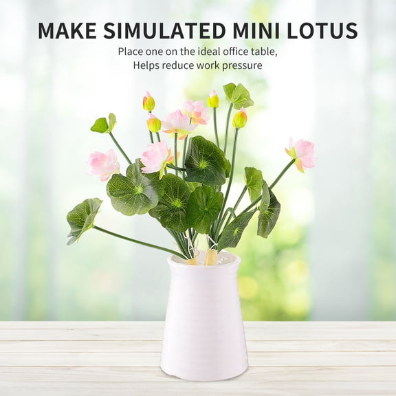 Yardwe 2Pcs Artificial Mini Lotus Flowers Pink Silk Home Decoration for Office Bonsai