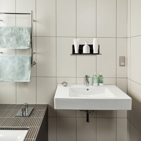 Yardwe 2pcs Bathroom Shelving L Shaped Plastic Wall Shelves for Strong Load Bearing and Organization 9*3.5*2.4in