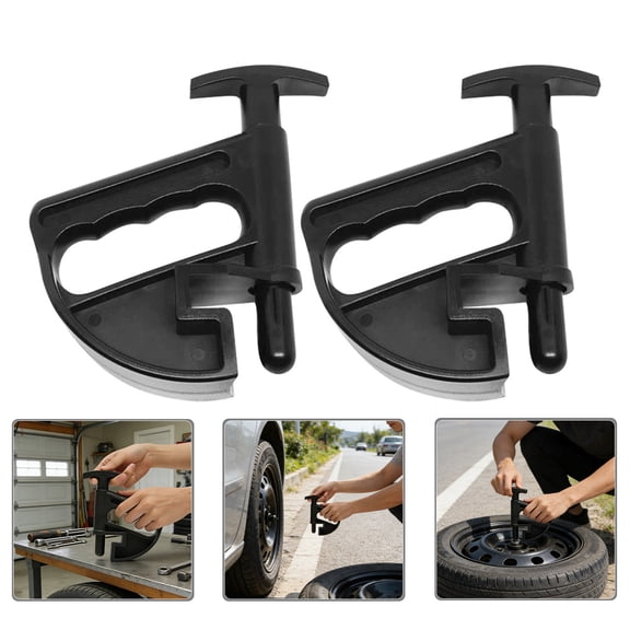 Yardwe 2Pcs Black Car Tire Hub Changer Lightweight Plastic Tyre Disassembling Tool for Wheels