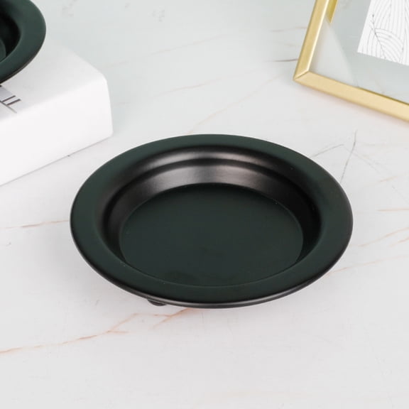 Yardwe 2Pcs Black Metal Candle Plates Tray Decorative Candle Holders for Wedding Centerpiece