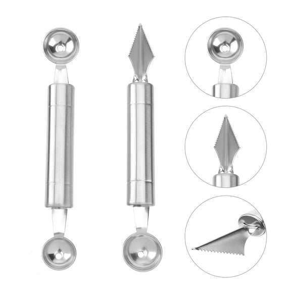 Yardwe 2Pcs Black Stainless Steel Sphere End Fruit Scoop for Melons Cheese and Vegetables