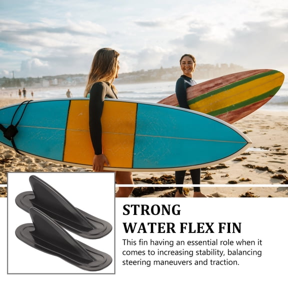 Yardwe 2Pcs Black Paddleboard Fin PVC Material for Improved Traction and Nose Ride Control