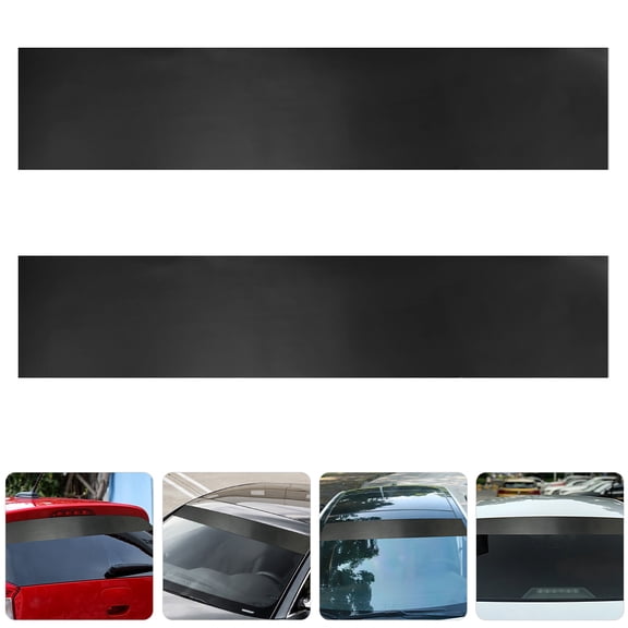 Yardwe 2Pcs Black Vinyl Car Window Strip Decals Easy Install Sunshade Sticker for Windshield