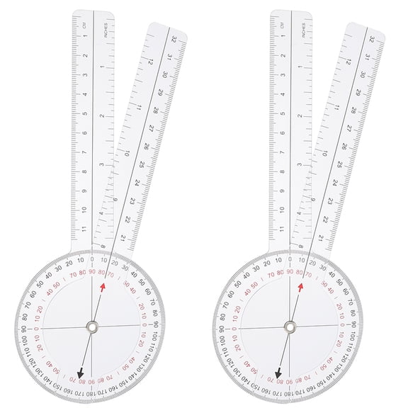 Yardwe 2Pcs Clear Plastic Angle Protractor Rotary Goniometer Ruler for Accurate Design and Painting