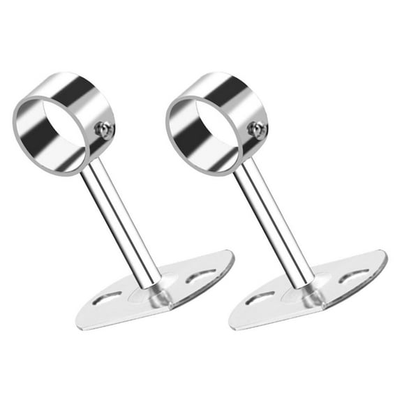 Yardwe Closet Rod Hanger Holders Silver Stainless Steel 2Pcs