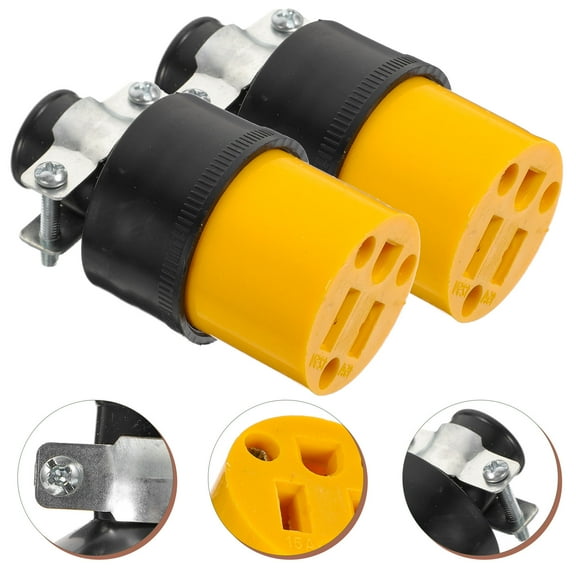 Yardwe 2Pcs Extension Cord Ends Female 3 Prong Electrical Plug Replacement for Charging Use