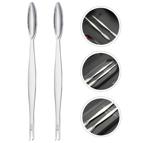 Yardwe 2Pcs Kitchen Crab Forks Stainless Steel Seafood Tools with Comfortable Anti Skid Handle