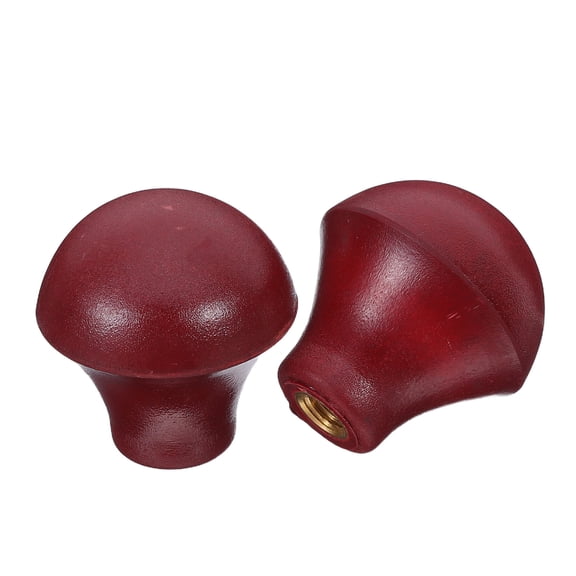 Yardwe 2Pcs Kitchen Steamer Cabinet Mushroom Handles Dark Red Bakelite Sturdy Replacement Knobs