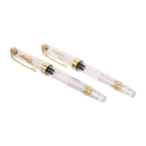 Yardwe 2Pcs Large Capacity Transparent Fountain Pen for Office Use with Smooth Medium Nib