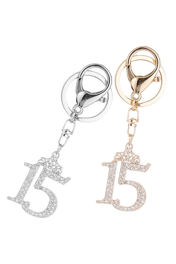 Rhinestone Crown Keychain Assorted Color Alloy Lightweight for Decor 2Pcs