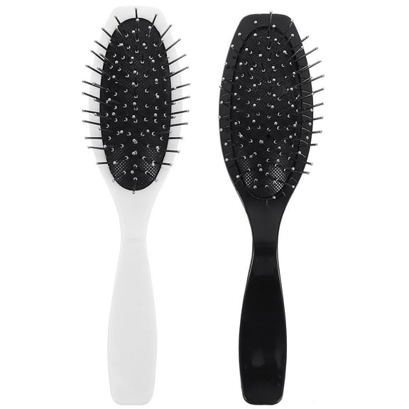 Yardwe Salon Hair Brush White ABS Painless Bristles for All Hair Types 2Pcs