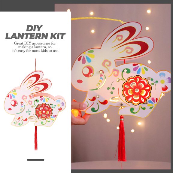 Yardwe 2Pcs Multi Color Decorative Bunny Lantern for Spring Festival and Handheld Use