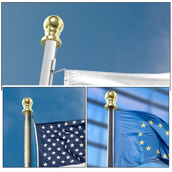 Yardwe 2Pcs Golden Flag Pole Toppers Decorative Flagpole Ends Easy Install Durable Weatherproof