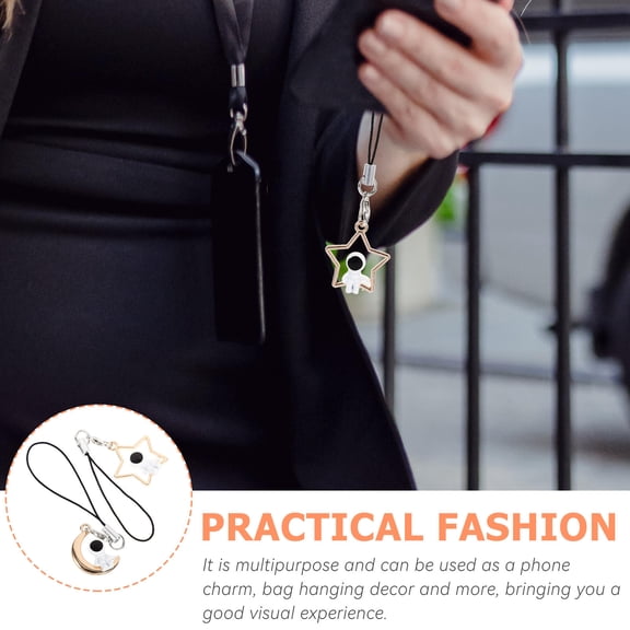 Yardwe 2Pcs Phone Case Pendant Astronaut Phone Charm Hanging Decor Multipurpose Keychain Pendant