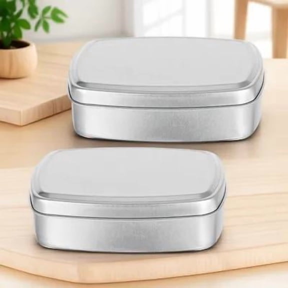 Yardwe 2Pcs Plated Silver Aluminum Soap Holder Travel Case Reusable Container for Bar Soap Storage