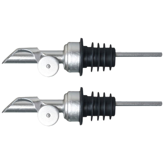 Yardwe 2Pcs Plated Silver Oil Dispenser Pour Spouts for Bottles One Hand Operation Drip Free Design