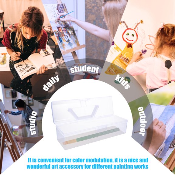 Yardwe 2Pcs Portable Transparent Painting Tools Storage Box Durable Plastic Case for Artists