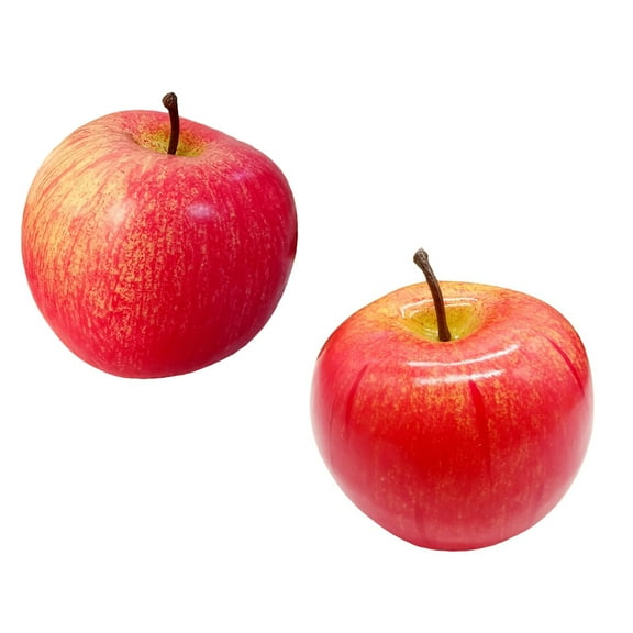 Yardwe 2Pcs Realistic Red Artificial Apples Simulation Fruit Props for Food Display