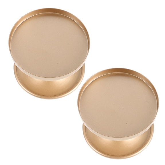 Yardwe 2Pcs Retro Iron Pillar Candle Holder Plated Gold with Reversible Candle Slots for Fireplace Decor