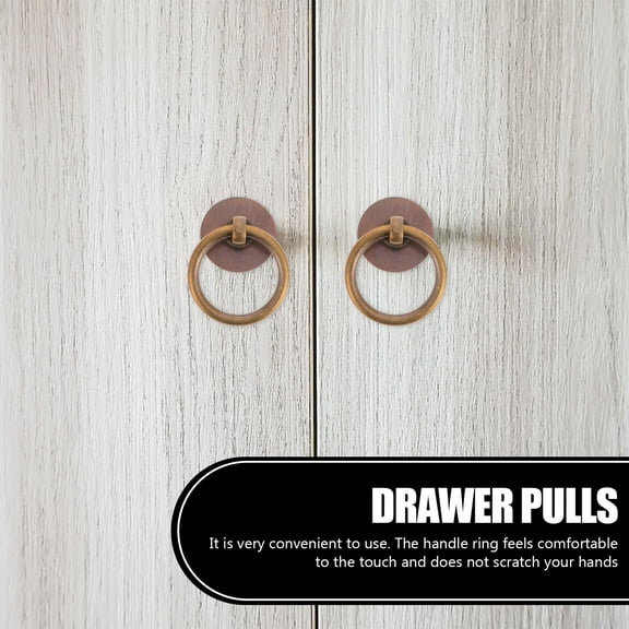Yardwe 2Pcs Ring Drawer Pulls Brass Easy to Install For Home Decoration