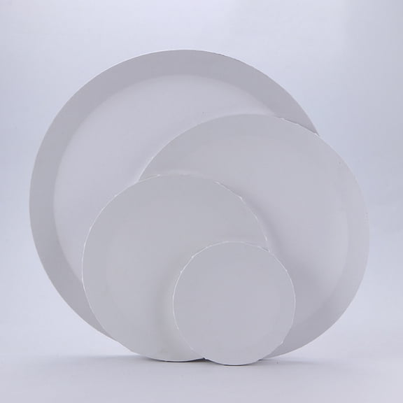 Yardwe 2Pcs Wooden Frame Round Canvas Panels for Oil Acrylic Painting Drawing White