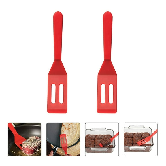 Yardwe 2Pcs Silicone Cooking Utensil Set Non-stick Red Kitchen Tool