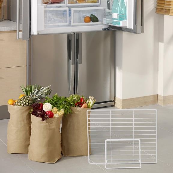 Yardwe 2Pcs White Metal Freezer Divider Adjustable Height Mesh Separator for Refrigerator Organization