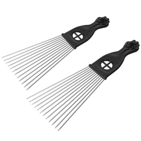 Yardwe 2Pcs Wide Comb Black Hair Brush Steel Needle Rake Comb with Smooth Teeth for Styling