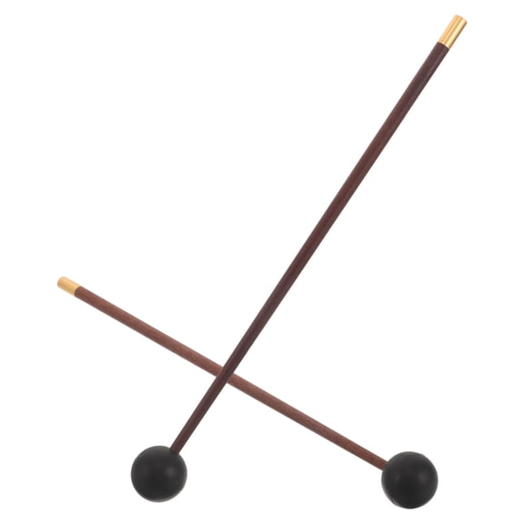 Yardwe 2Pcs Wood Drumsticks with Rubber Tips for Glockenspiel Tongue Drum Coffee Color Finish