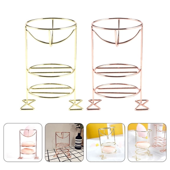Yardwe 2Pcs Metal Makeup Sponge Holder Multi Layer Powder Puff Display Stand for Beauty Organization