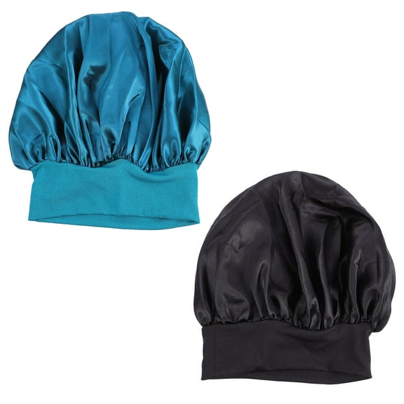 Yardwe 2Pcs Elastic Bouffant Sleep Cap Hair Care Bonnet Hat Assorted Colors for Night Use