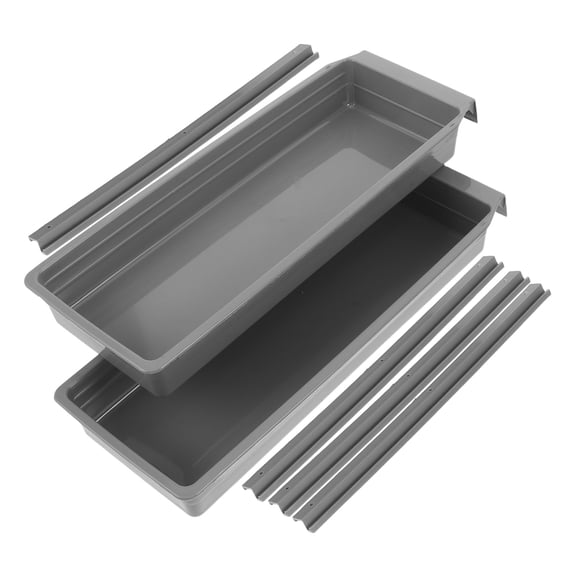 Yardwe 2Sets Seamless Sliding Industrial Sewing Machine Tool Drawer with Plastic Tracks Grey