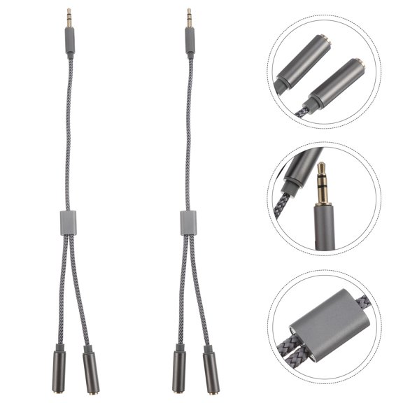 Yardwe 2pcs Headphone Plug Adapter with Audio Transfer Cable for Professional Use Grey Durable Design Back to School