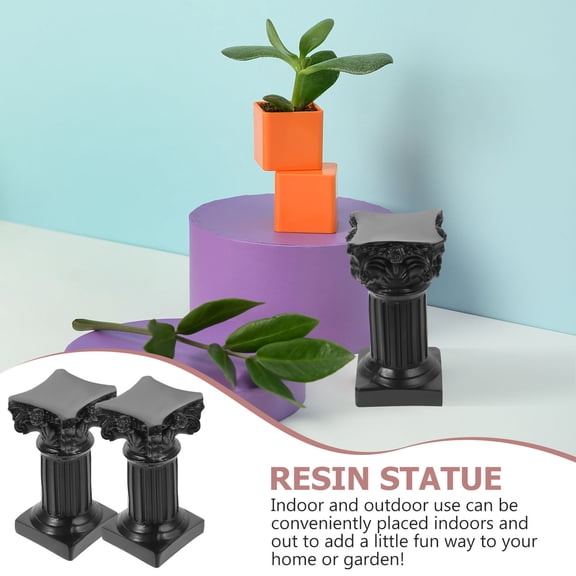 Yardwe 2pcs Vintage Home Decor Resin Column Candle Holders Dining Table Centrepiece Ornaments