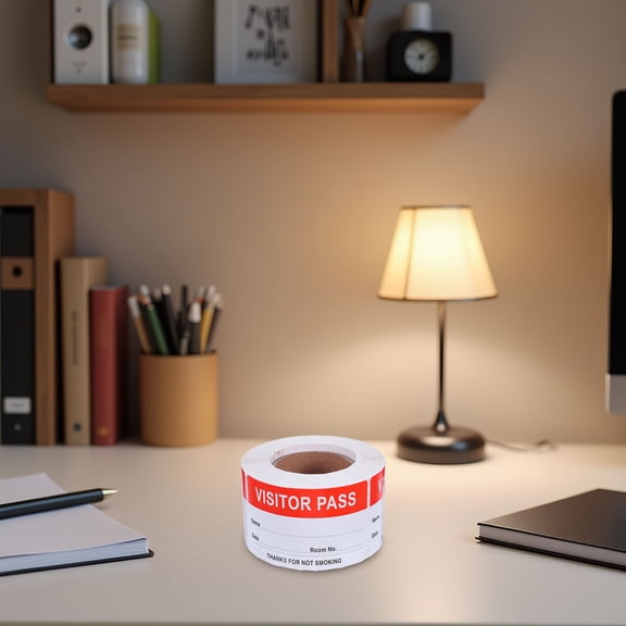 Yardwe 300Pcs Red Visitor Pass Stickers with Smudge Resistant Surface for Office Use