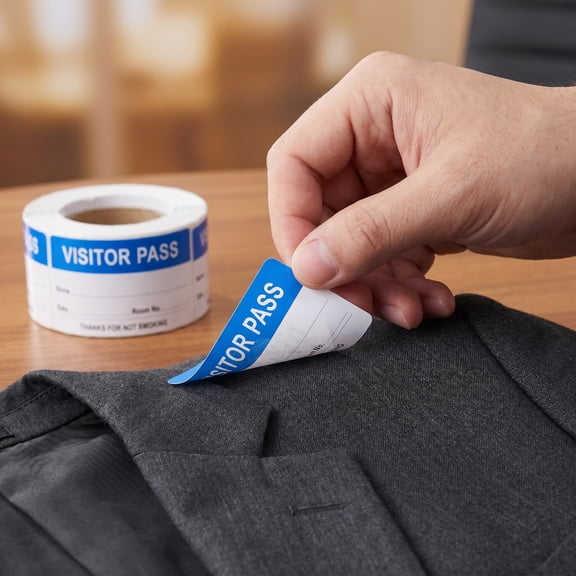Yardwe 300Pcs Visitor Identification Labels Blue Self Adhesive with Easy Use Individual Sheets for Office