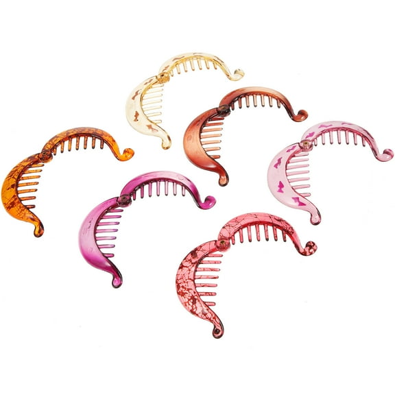 Yardwe 30Pack Banana Clip for Thick Curly Hair Hair Fixing Plastic Wine Red Round Edge