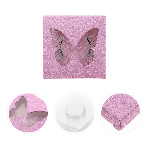 Yardwe 30Pcs Creative False Eyelash Holder Pink Compact Lash Box with Transparent Window