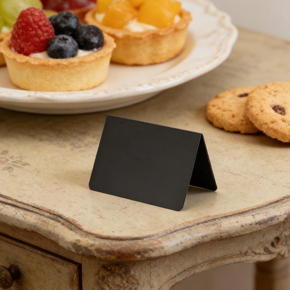 Yardwe 30Pcs Erasable Price Display Tags for Retail Shops and Weddings Triangular Black PVC Chalkboards