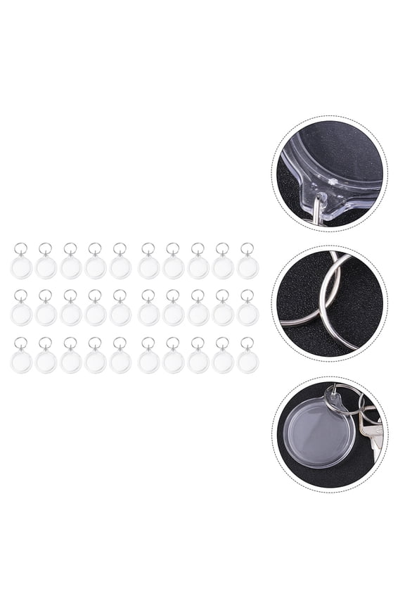 30pcs Keychain with Frame Transparent Acrylic for Organizing Keys Everyday Use