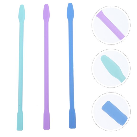Yardwe 3Pcs Assorted Color Silicone Mask Applicator Sticks Durable Smooth Face Beauty Rods for Home Use