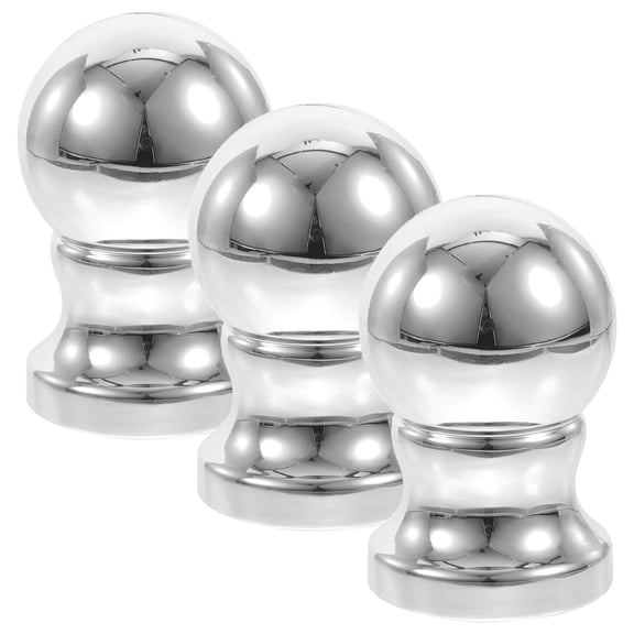 Yardwe 3Pcs Plated Silver Flagpole Ball Topper Easy Install Flag Pole End Cap Accessory Replacement