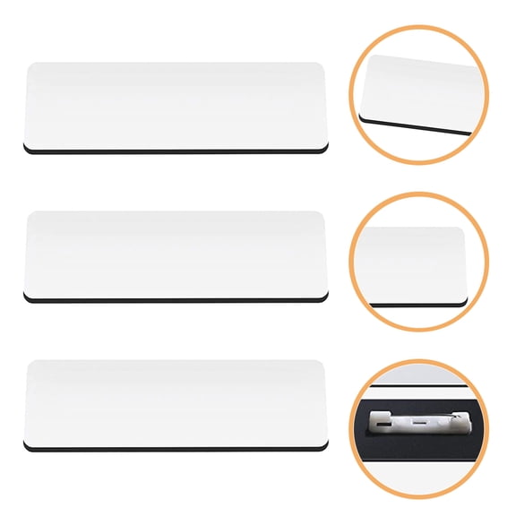 Yardwe 3Pcs White Removable Name Badges Pin on Lightweight Wear Resistant for Training Conferences