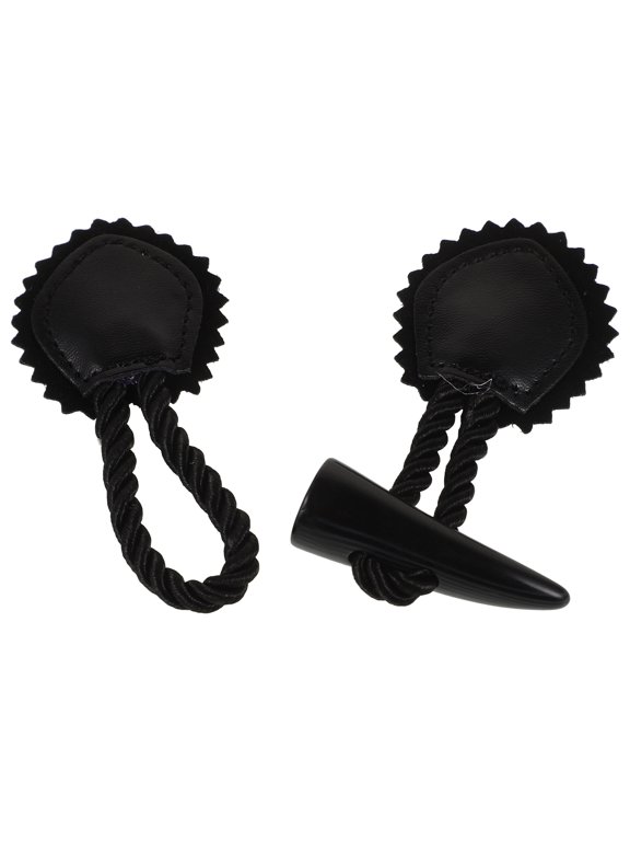 4 Pairs Black Resin Horn Toggle Buttons for Coats and Cardigans