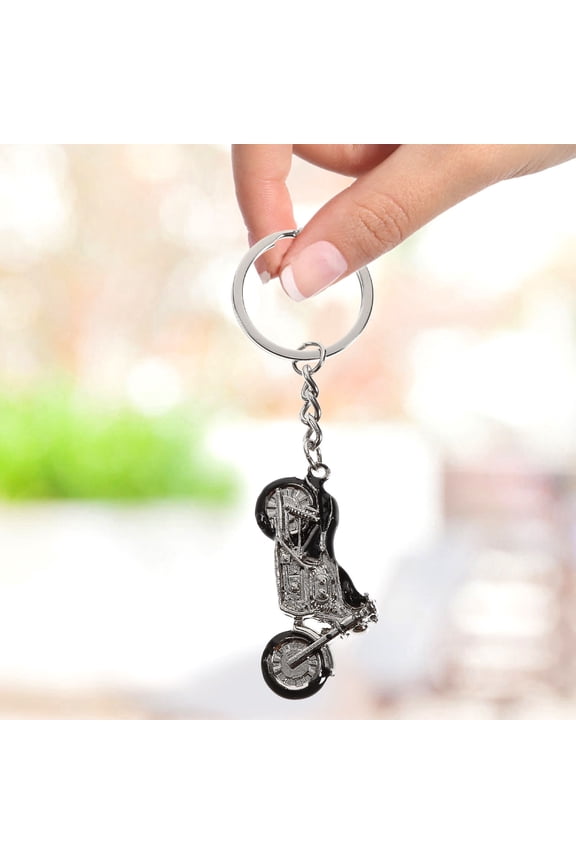 4Pcs Assorted Color Metal Keyring Creative Motorcycle Design Bag Pendant Durable Keychain