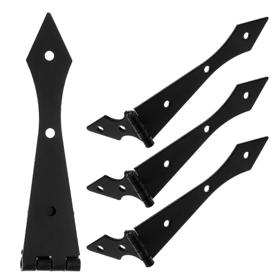 Yardwe 4Pcs Heavy Duty Barn Door Hinges Black Metal Arrow Strap Hinge for Wood Gates