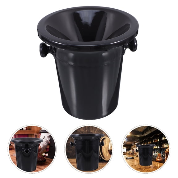Yardwe 4Pcs Black Round Wine Spittoons Multiuse Plastic Ice Buckets for Wine Storage