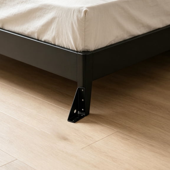 Yardwe 4Pcs Black Triangle Corner Support Braces for Beds Cabinets with Pressure Dispersion Feature