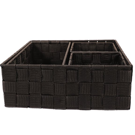 Yardwe 4Pcs Dark Brown Table Sorting Organizer Boxes for Home Office Makeup Brush and Sundries Storage