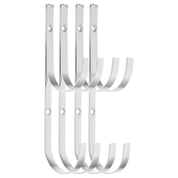 Yardwe 4Pcs Plated Silver Metal Pool Pole Hangers Multi Use Wall Hooks for Home Organization